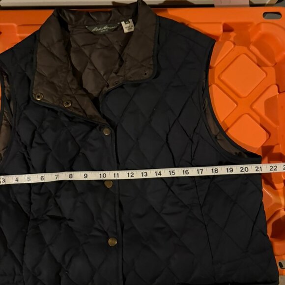 Eddie Bauer Navy Blue Brown Accent Vest - Picture 2 of 5